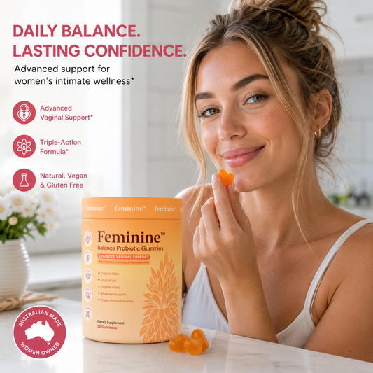 Feminine Balance Probiotic Gummies with Prebiotics & Hyaluronic Acid – 30 Gummies