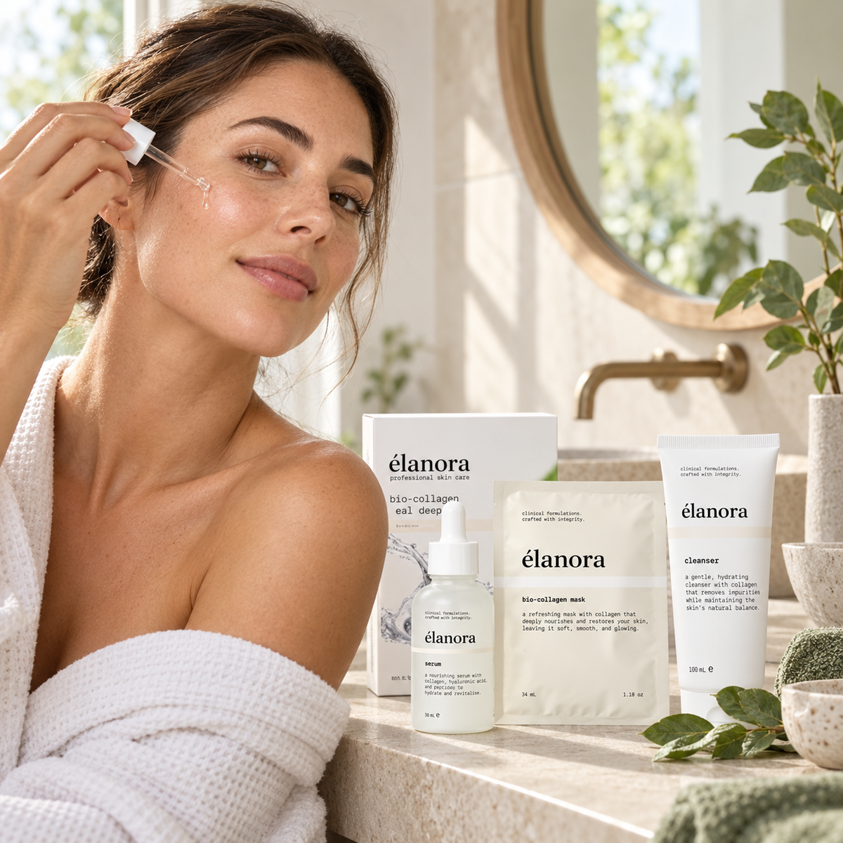 Élanora Bio-Collagen Skincare Set – Cleanser, Serum, Face Mask & Deep Treatment, 4-Piece