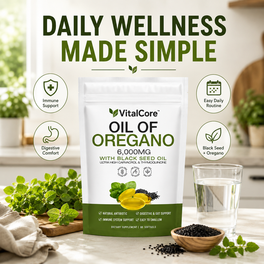 Oregano Oil & Black Seed Oil Softgels – Daily Wellness Supplement | VitalCore™