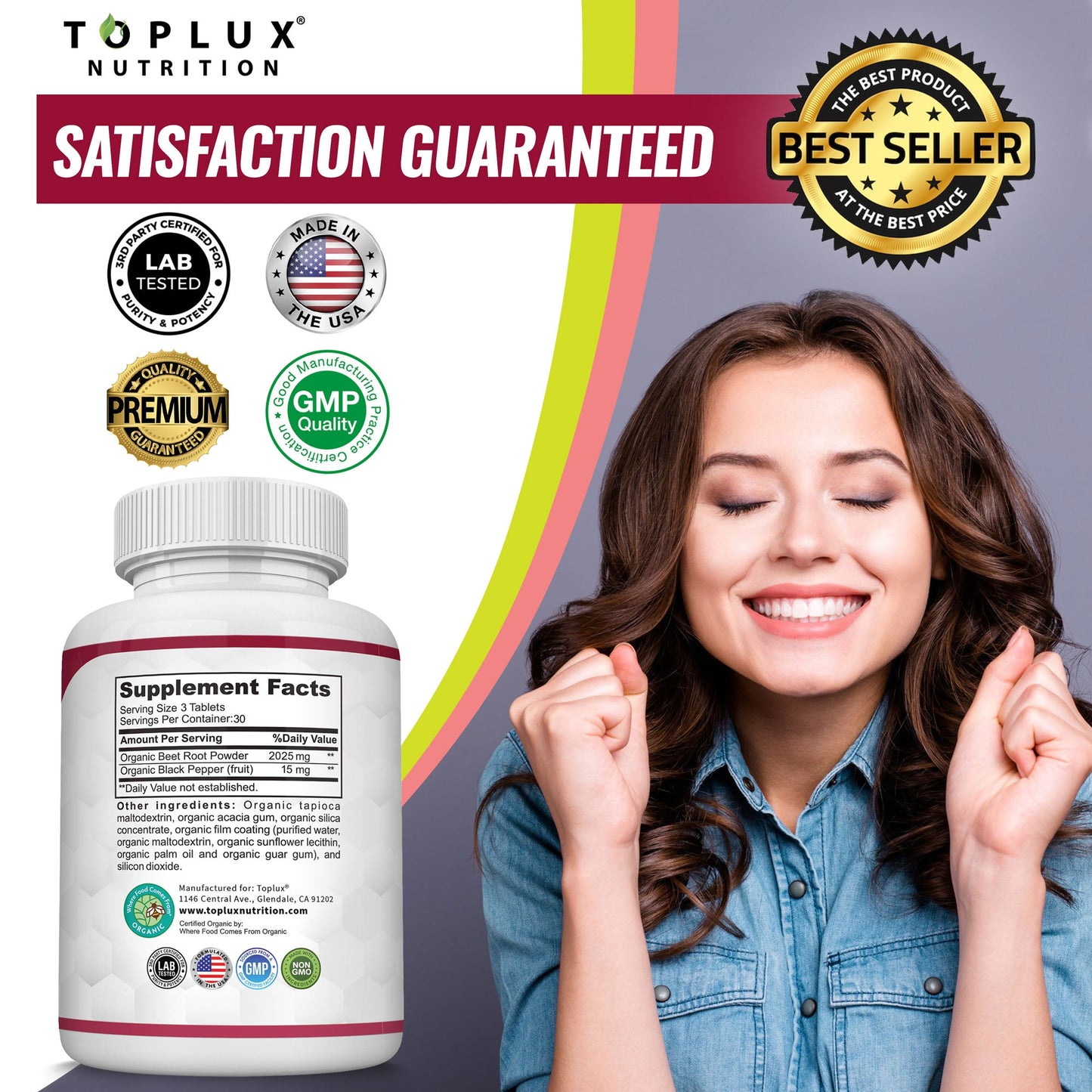 Organic Beet Root 2040mg Supplement – 90 Tablets