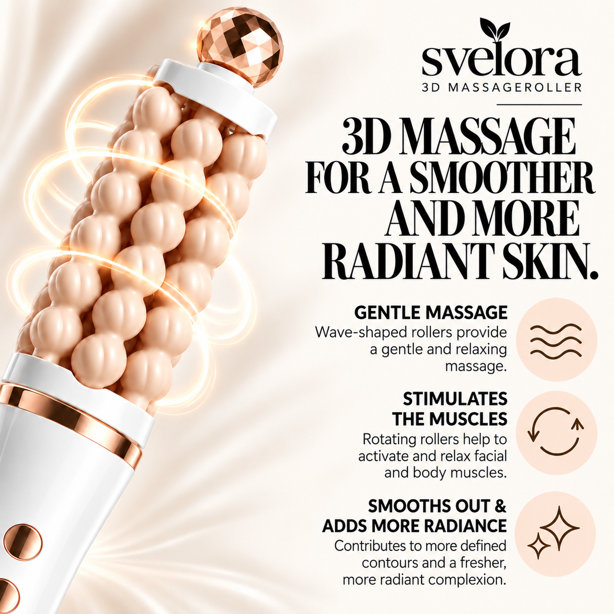 3D Facial Massage Roller – 3 Speeds & Rotation in Two Directions