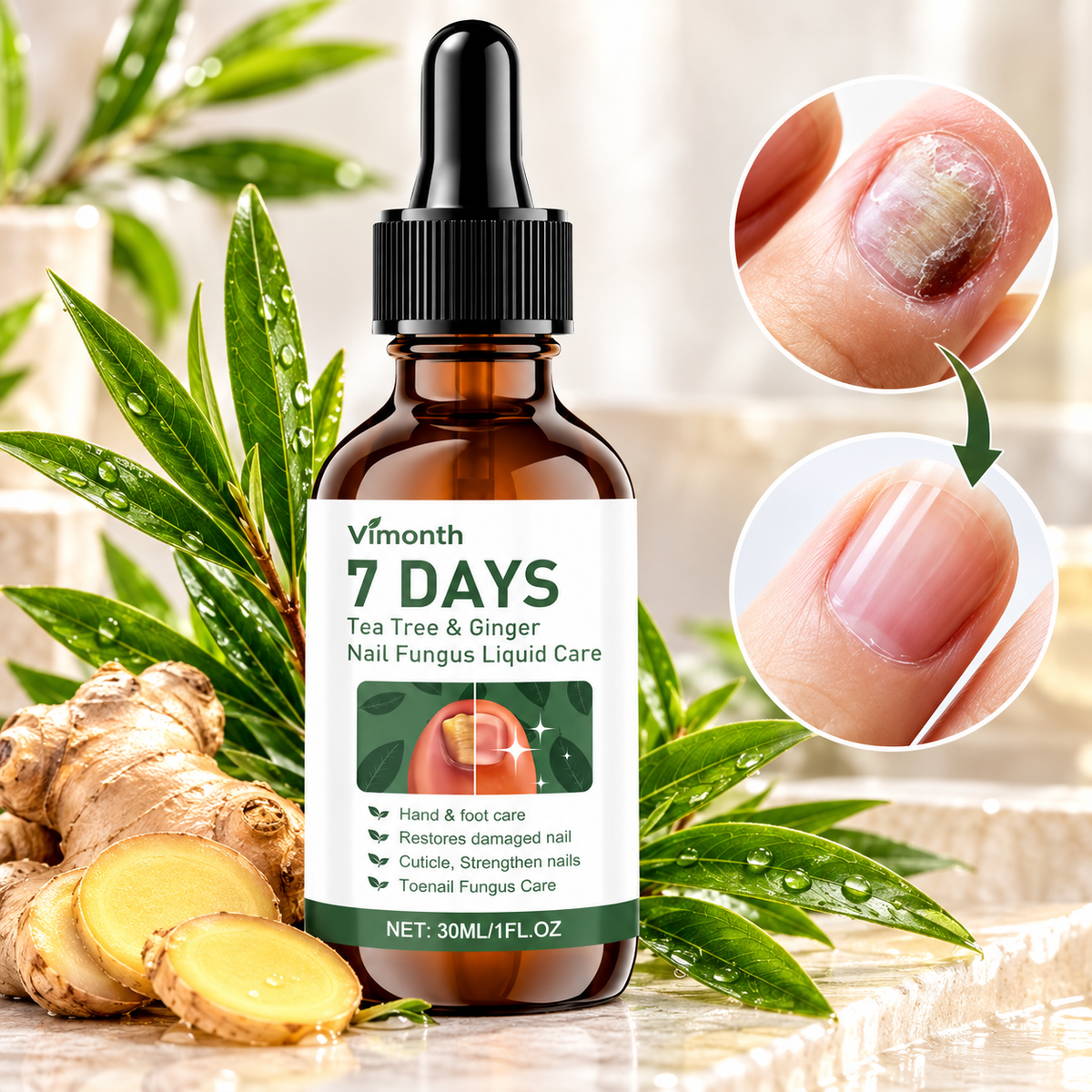 Nail Care with Tea Tree & Ginger – Nourishing Nail Oil for Hands and Feet – 30 ml