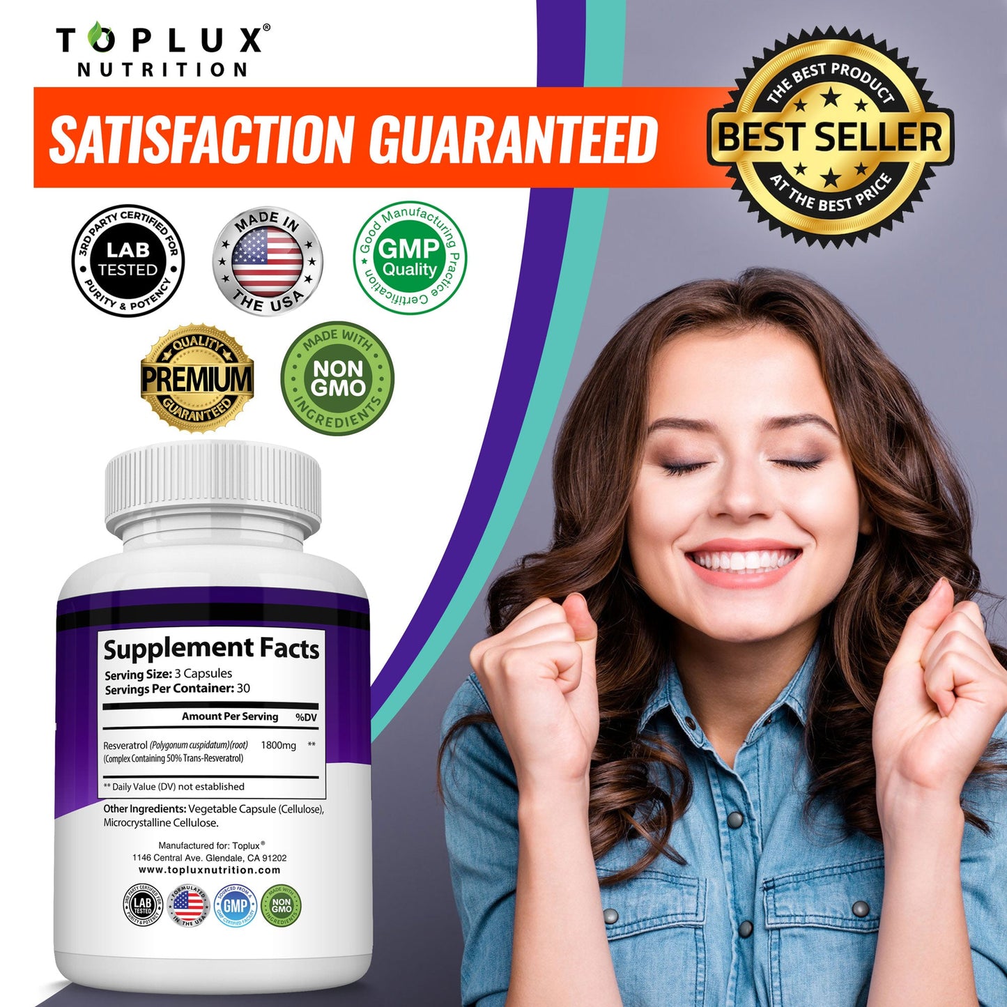 Resveratrol Complex 1800mg – 90 Capsules Dietary Supplement