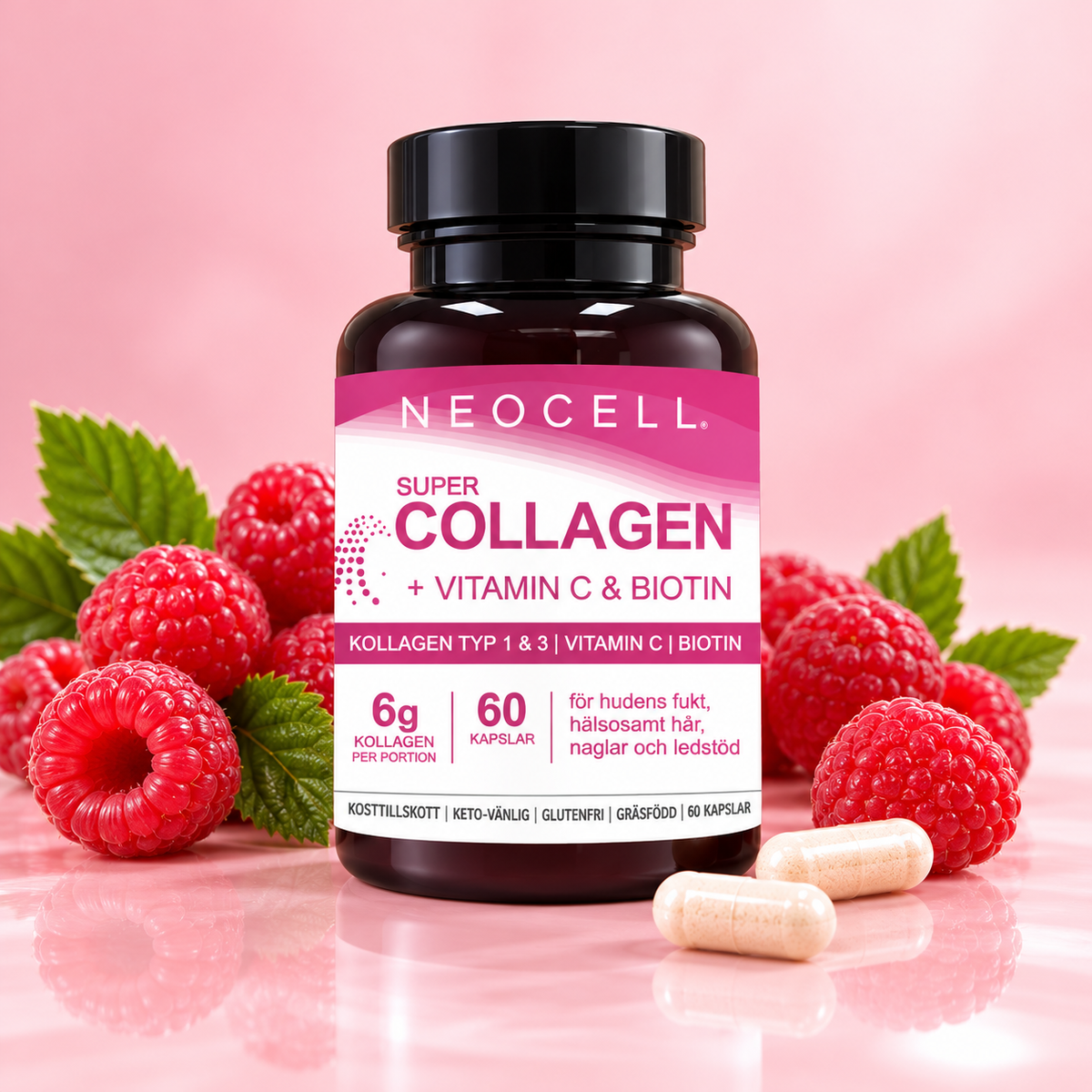 NeoCell Super Collagen with Vitamin C & Biotin – Collagen Type I & III – 60 Capsules