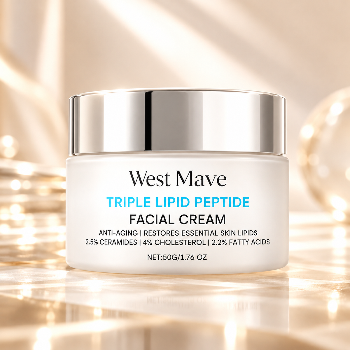 Triple Lipid Peptide Facial Cream with Ceramides, Cholesterol & Fatty Acids – 50 g