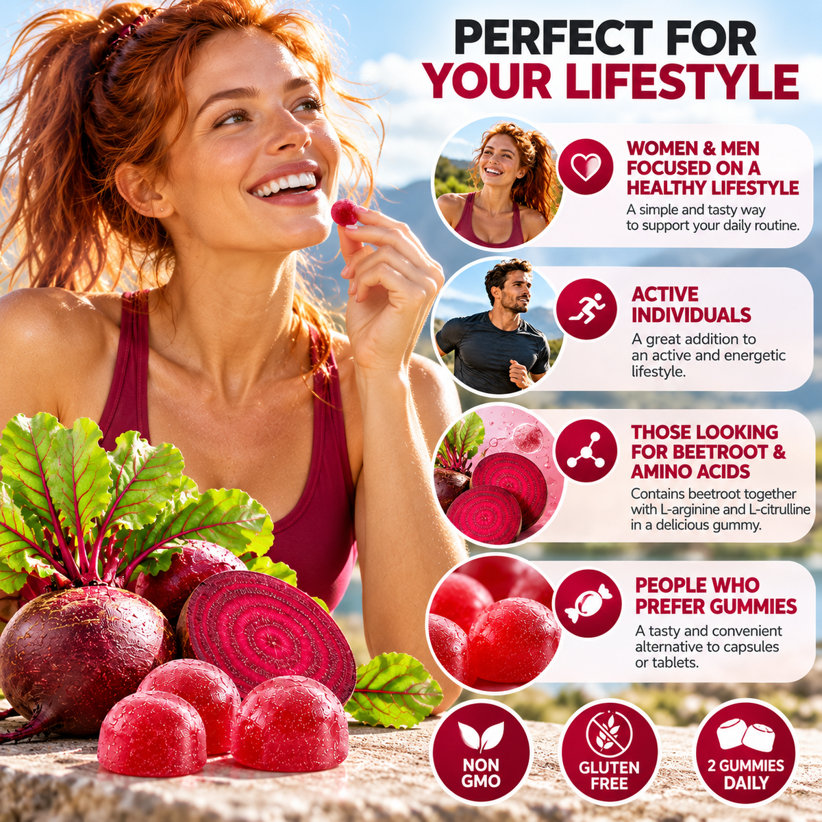 Beet Root Gummies with L-Arginine, L-Citrulline & Vitamins – 60 Gummies