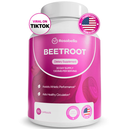 Rosabella Organic Beetroot Capsules 1300mg – Beet Root Supplement – 60 capsules