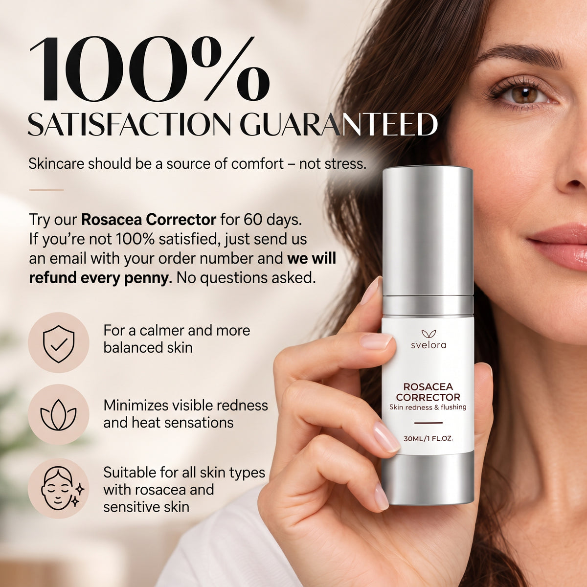 Rosacea Corrector Facial Serum for Redness & Sensitive Skin – 30 ml
