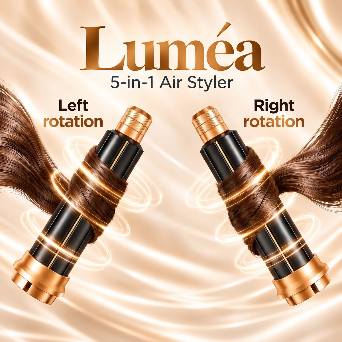 5-in-1 Air Styler with Hair Dryer, Curling Iron, Straightening Brush & Round Brush – White/Gold