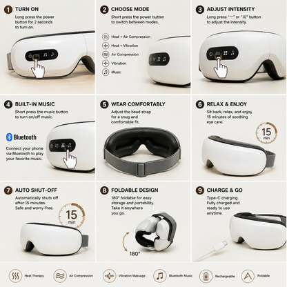 Heated Eye Massager – Heat, Massage & Music for Tired Eyes