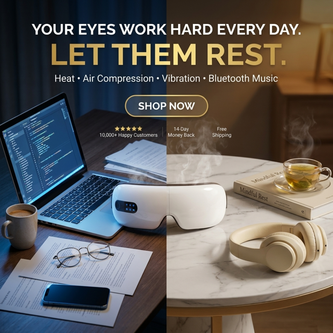 Heated Eye Massager – Heat, Massage & Music for Tired Eyes