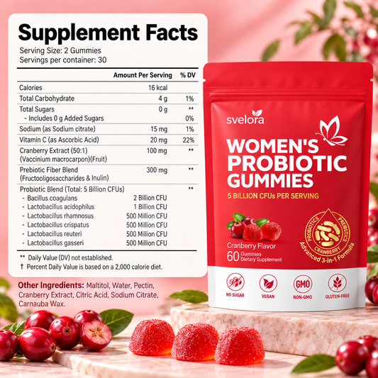 Probiotic Gummies for Women – Cranberry, 5 Billion CFU, Prebiotics & Vitamin C – 60 pcs