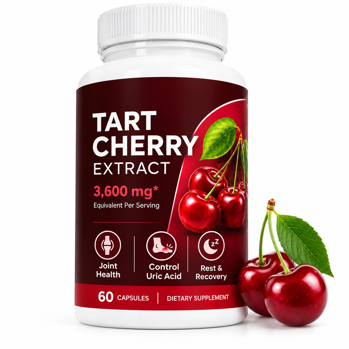 Tart Cherry Extract 3600 mg – Cherry Extract – 60 Capsules