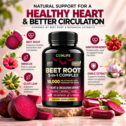 Beet Root 5-in-1 Complex – 10,000mg, 120 Capsules, 60-Day Supply
