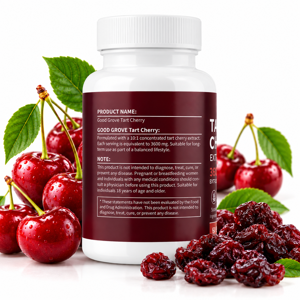 Tart Cherry Extract 3600 mg – Cherry Extract – 60 Capsules