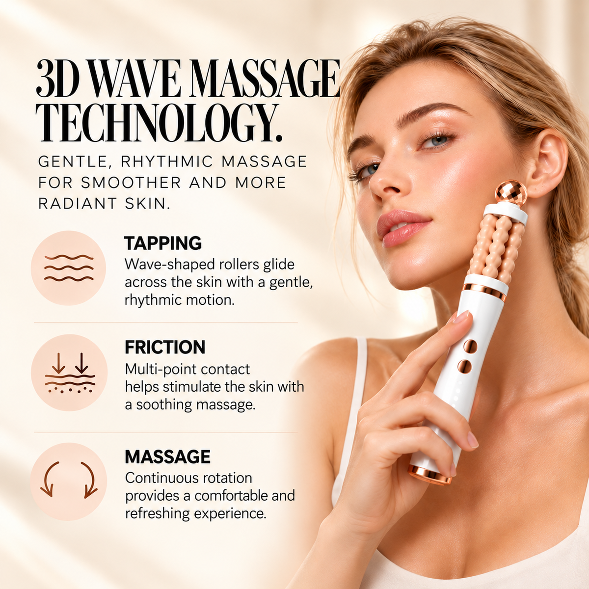 3D Facial Massage Roller – 3 Speeds & Rotation in Two Directions
