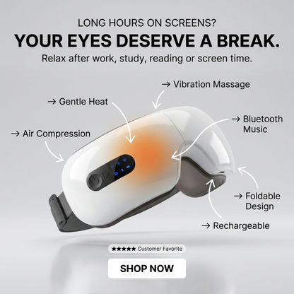 Heated Eye Massager – Heat, Massage & Music for Tired Eyes