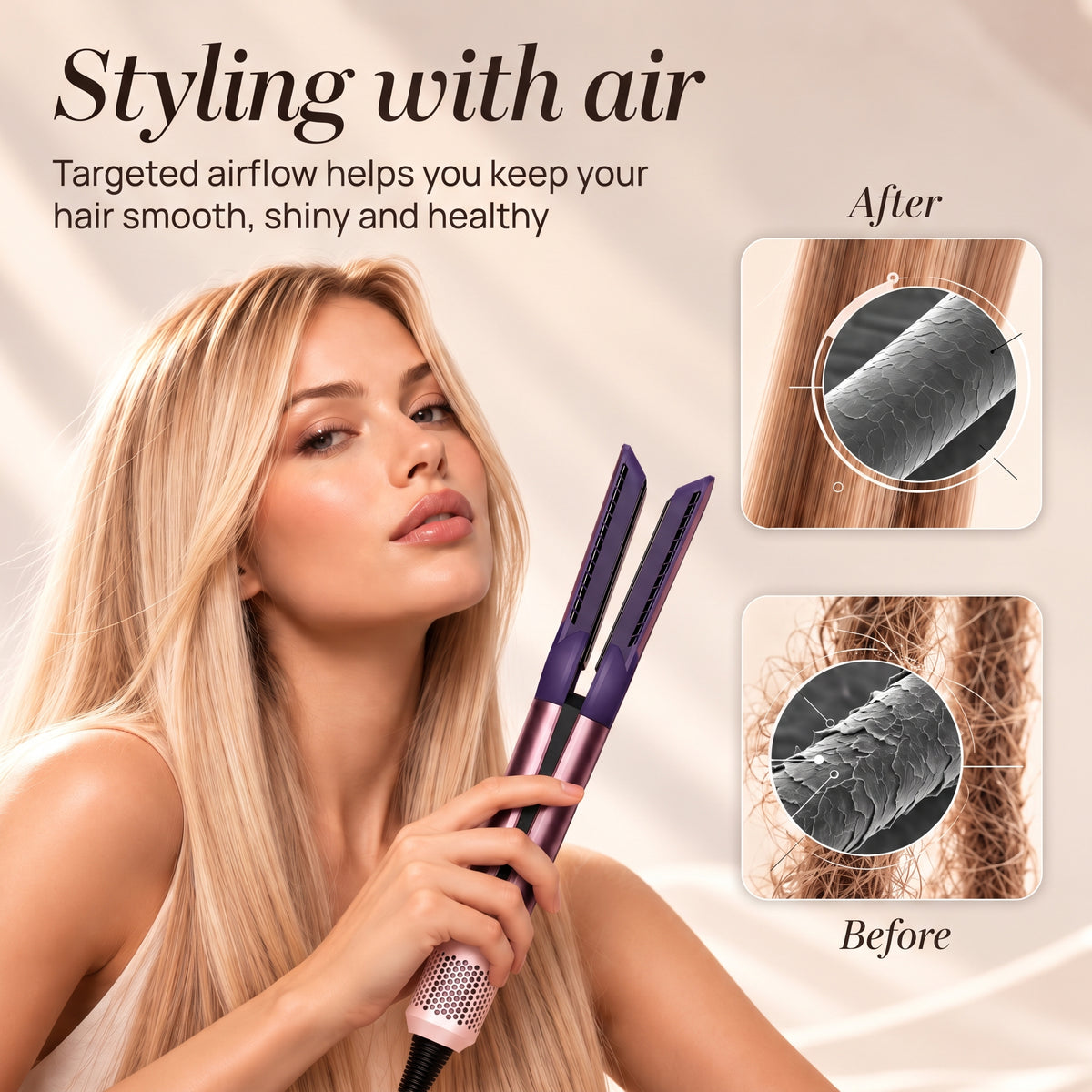2-in-1 Flat Iron & Hair Dryer with Airflow – Styling Tool for Straight Hair