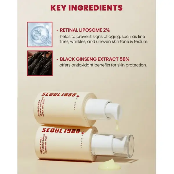 K-SECRET SEOUL 1988 Serum: Retinal Liposome 2% + Black Ginseng (30ml)