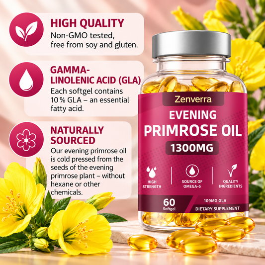 Evening Primrose Oil 1300 mg with GLA – Omega-6 – 60 Softgels