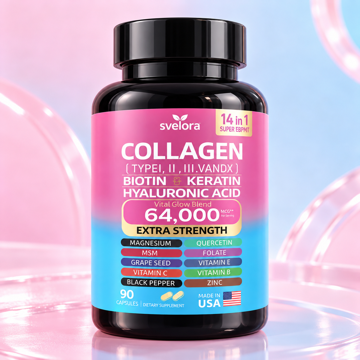 Collagen 14-in-1 – Collagen with Biotin, Keratin, Hyaluronic Acid & Vitamins – Capsules