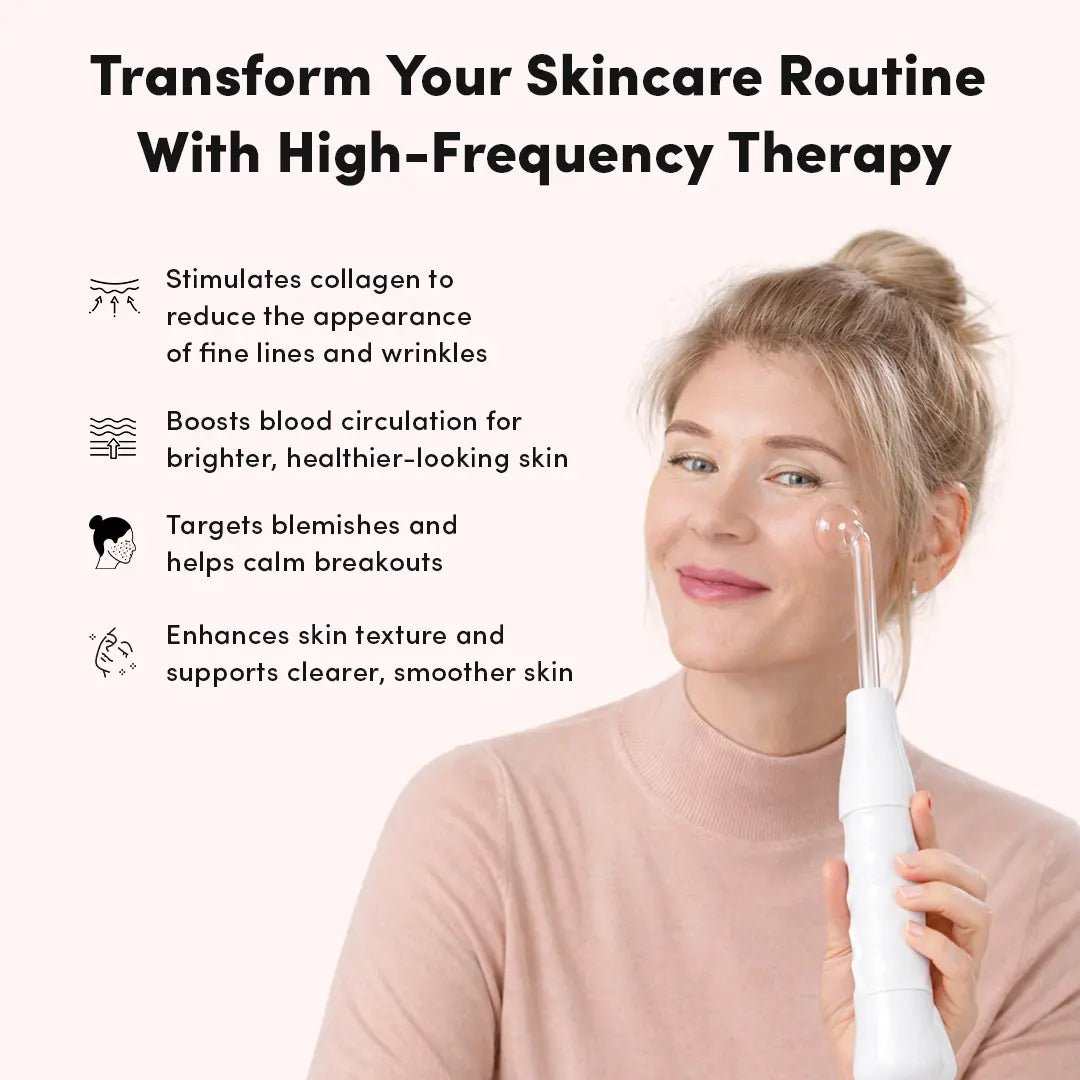 High Frequency Facial Wand with 4 Glass Electrodes | Skin Care Device for Face & Scalp