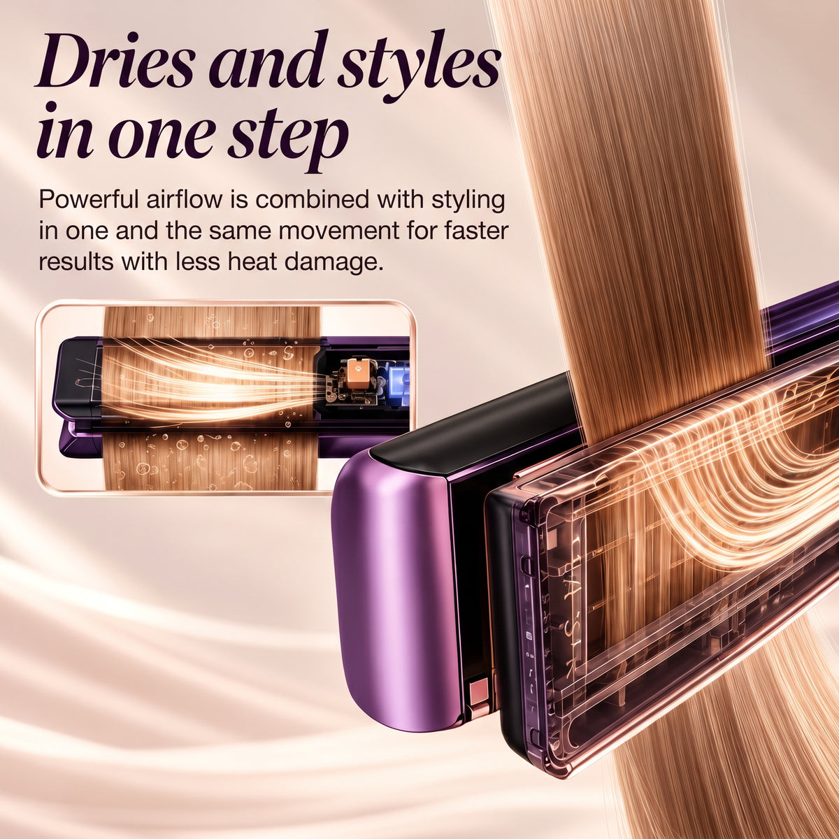 2-in-1 Flat Iron & Hair Dryer with Airflow – Styling Tool for Straight Hair