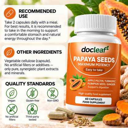 Papaya Seeds with Turmeric, Ginger & Fennel – 60 Capsules