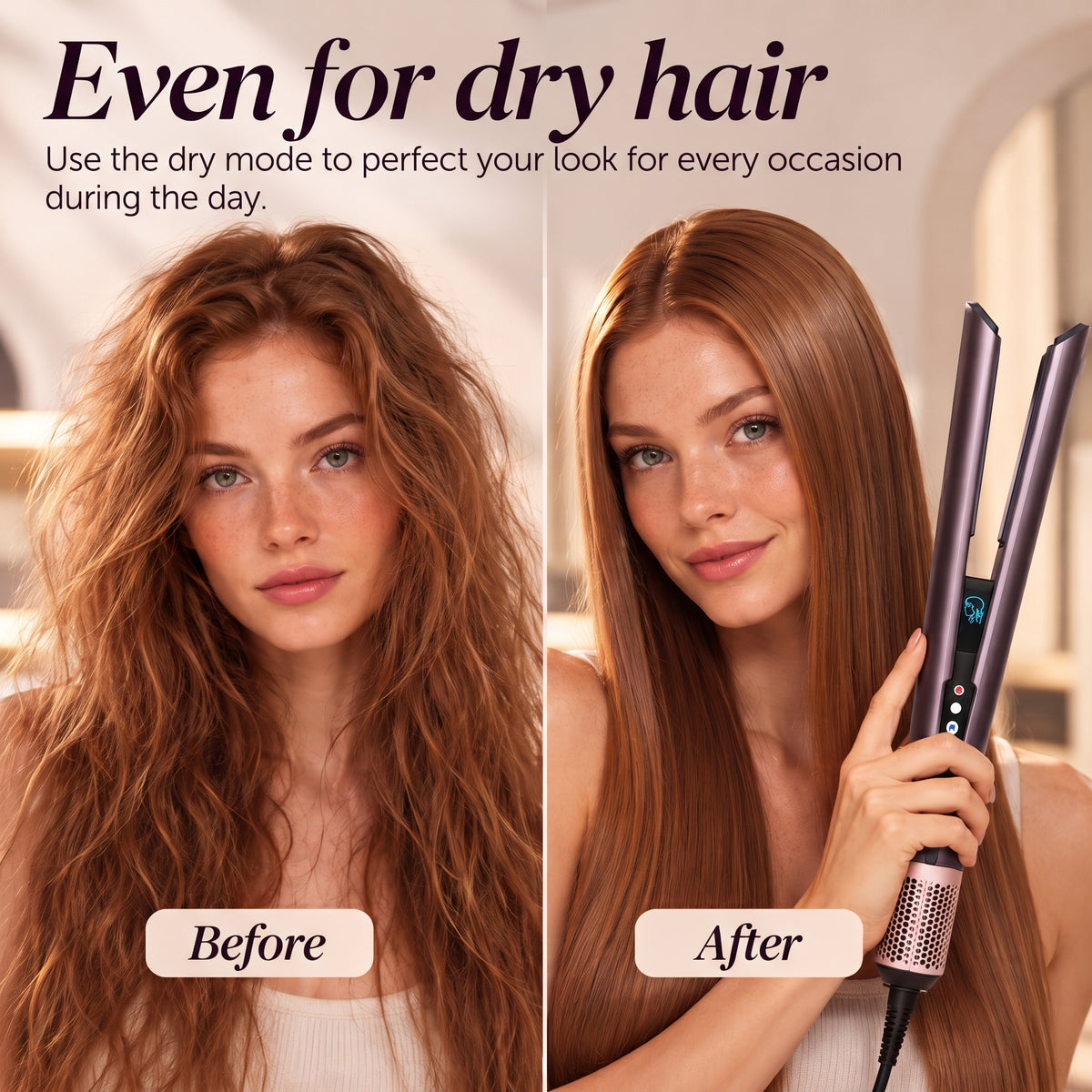 2-in-1 Flat Iron & Hair Dryer with Airflow – Styling Tool for Straight Hair