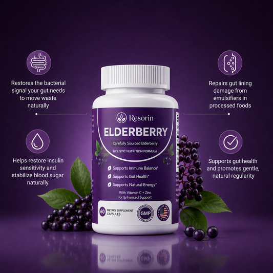 Elderberry 1200mg Complex with Vitamin C & Zinc – 60 Capsules