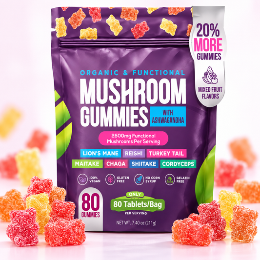 7-in-1 Mushroom Gummies with Lion’s Mane & Ashwagandha – 80 Gummies