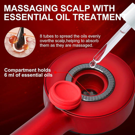 Electric Scalp Massager with Oil Applicator & Red Light – Rechargeable Hair Comb - ScalpGlow™