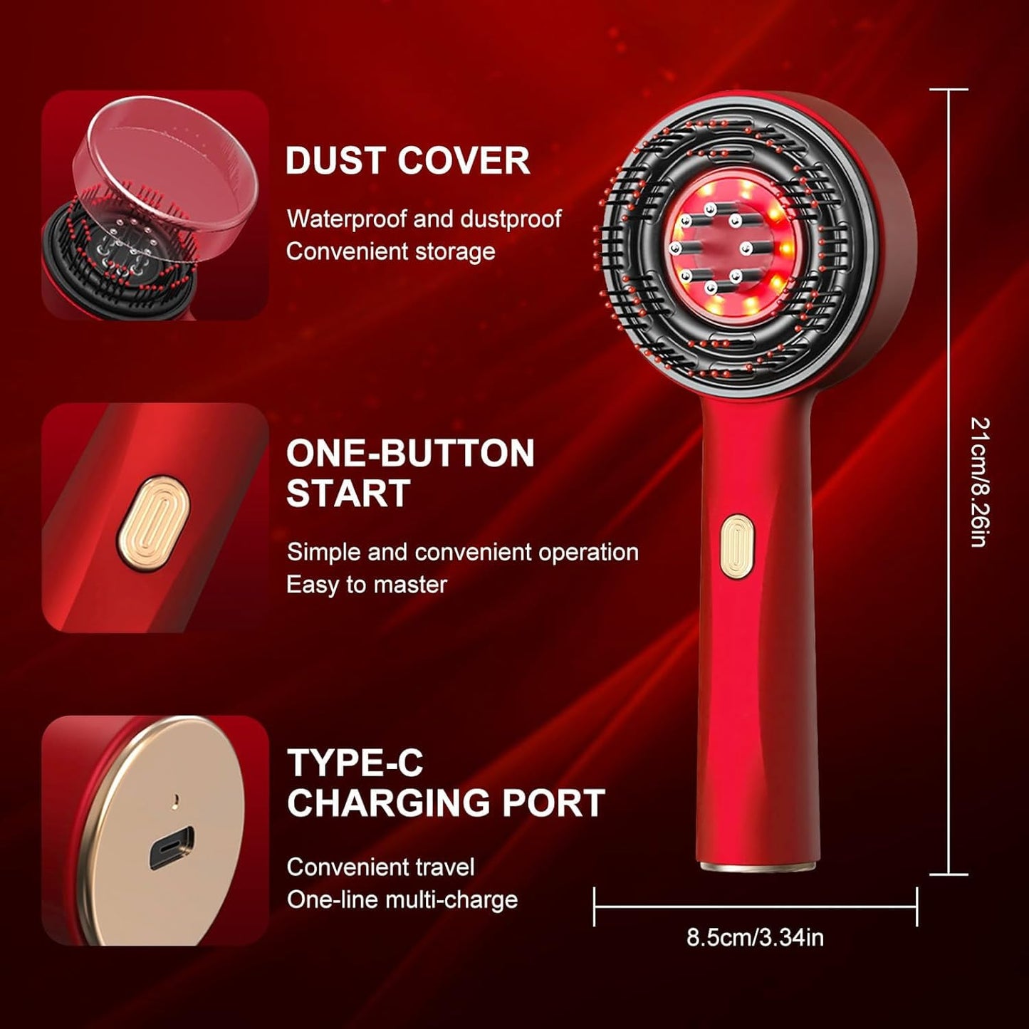 Electric Scalp Massager with Oil Applicator & Red Light – Rechargeable Hair Comb - ScalpGlow™