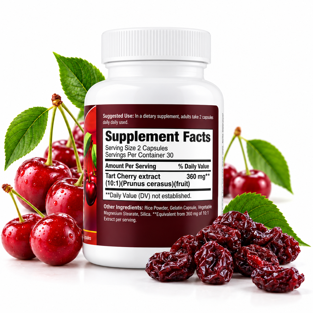 Tart Cherry Extract 3600 mg – Cherry Extract – 60 Capsules