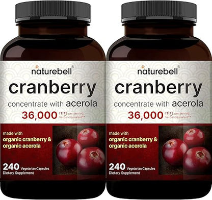 NatureBell Cranberry 36,000mg with Acerola – 240 Vegetarian Capsules