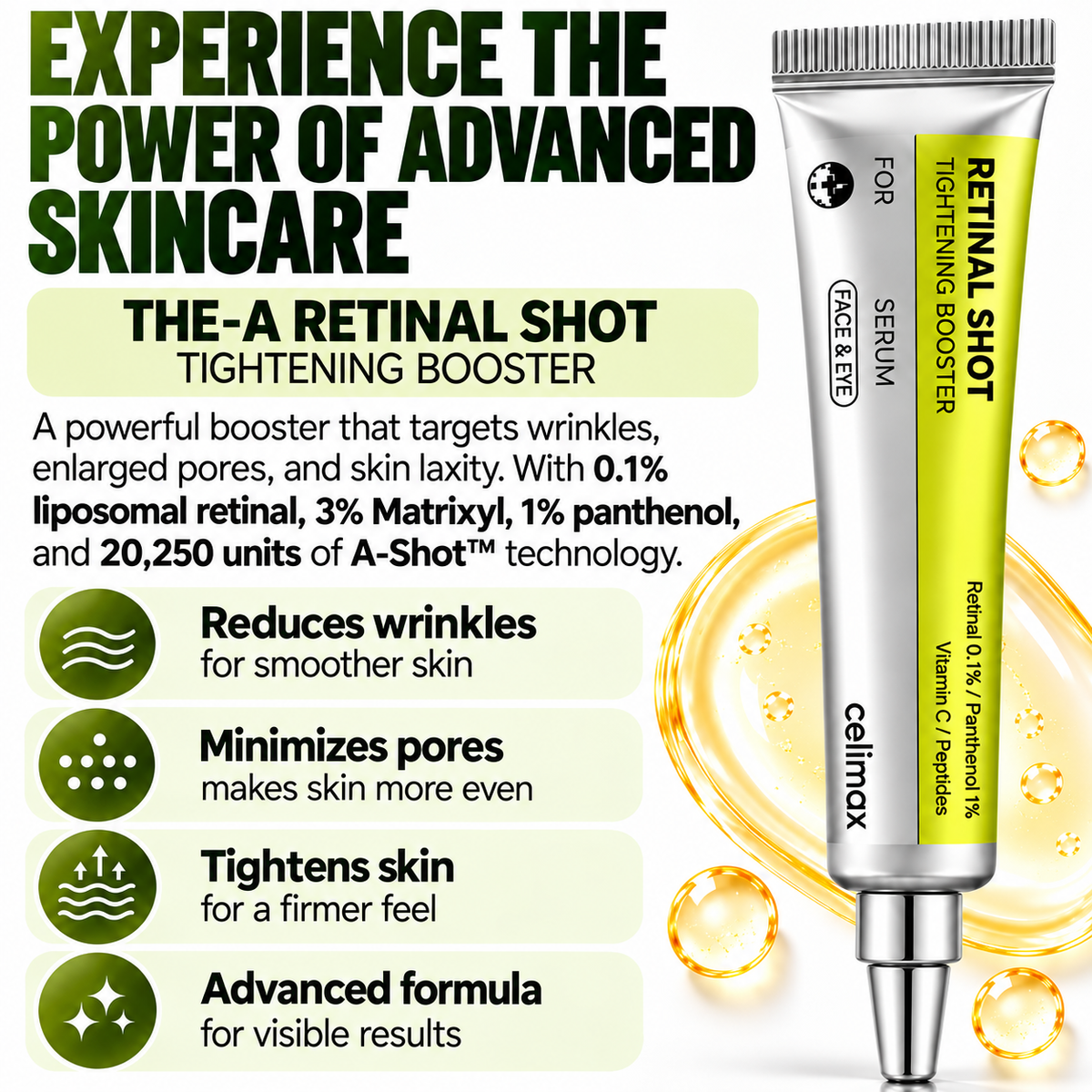 Retinol Shot Tightening Set – 3-piece skincare set with retinal, peptides & panthenol
