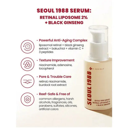 K-SECRET SEOUL 1988 Serum: Retinal Liposome 2% + Black Ginseng (30ml)
