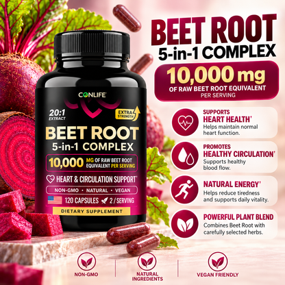 Beet Root 5-in-1 Complex – 10,000mg, 120 Capsules, 60-Day Supply