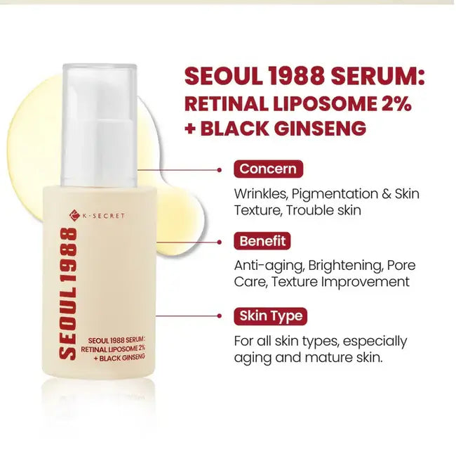 K-SECRET SEOUL 1988 Serum: Retinal Liposome 2% + Black Ginseng (30ml)