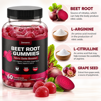 Beet Root Gummies with L-Arginine, L-Citrulline & Vitamins – 60 Gummies