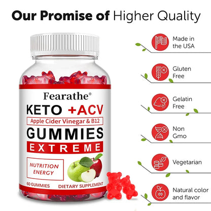 Fearathe Keto Apple Cider Vinegar Gummies – ACV Supplement 60 Gummies