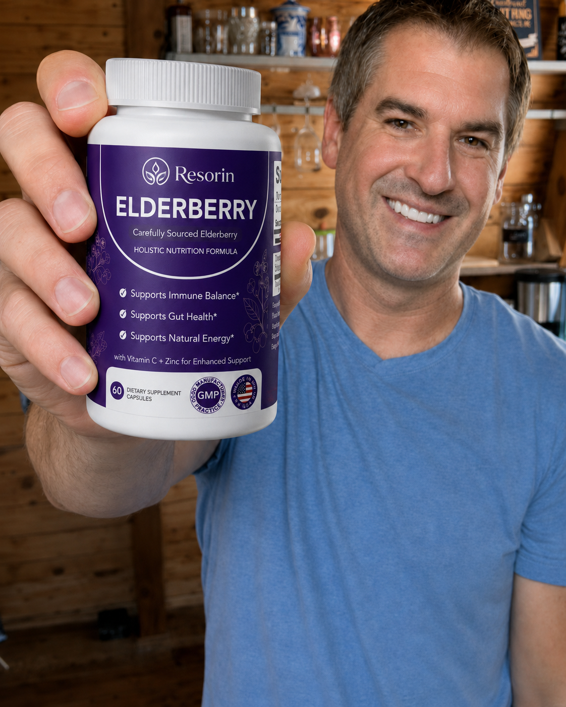 Elderberry 1200mg Complex with Vitamin C & Zinc – 60 Capsules