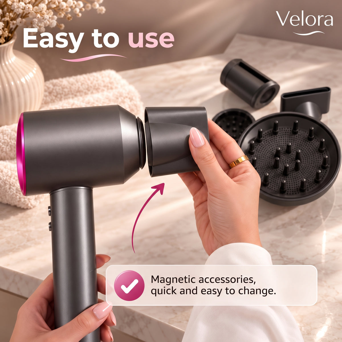 High-Speed Hair Dryer 1500W with Ionic Technology & 5 Styling Attachments