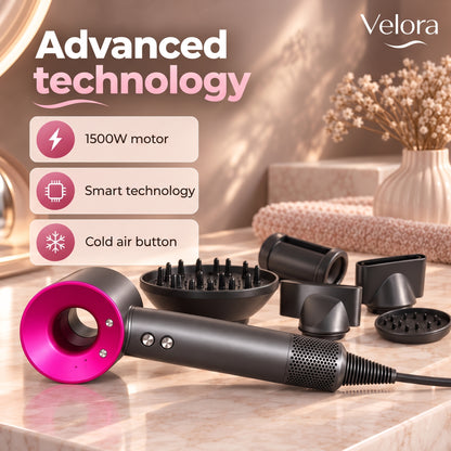 High-Speed Hair Dryer 1500W with Ionic Technology & 5 Styling Attachments