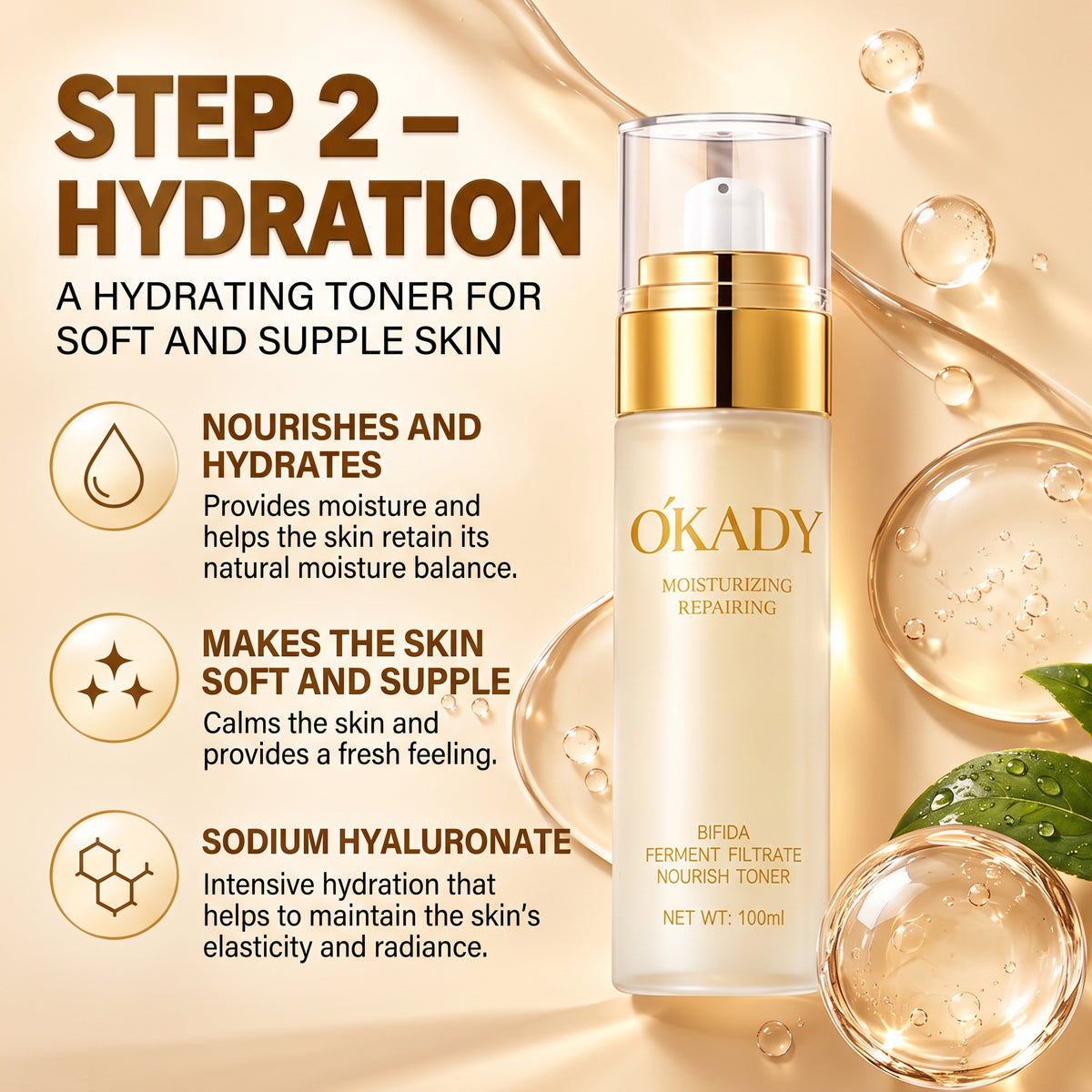 ÓKADY Bifida Ferment Filtrate Skincare Set – Cleanser, Toner, Serum, Eye Cream, Lotion & Cream