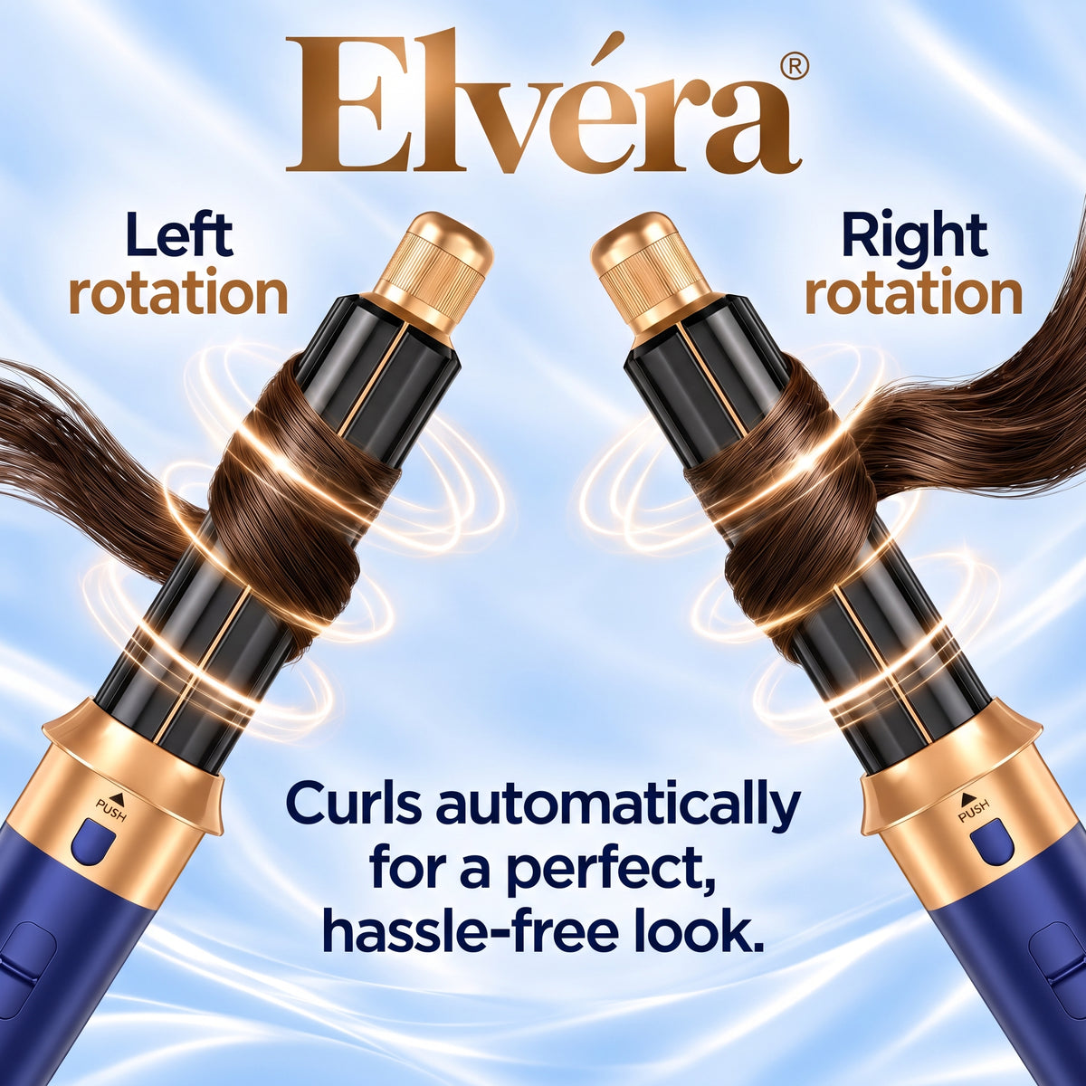 5-in-1 Air Styler with Hair Dryer, Curling Iron, Straightening Brush & Round Brush – Blue/Gold