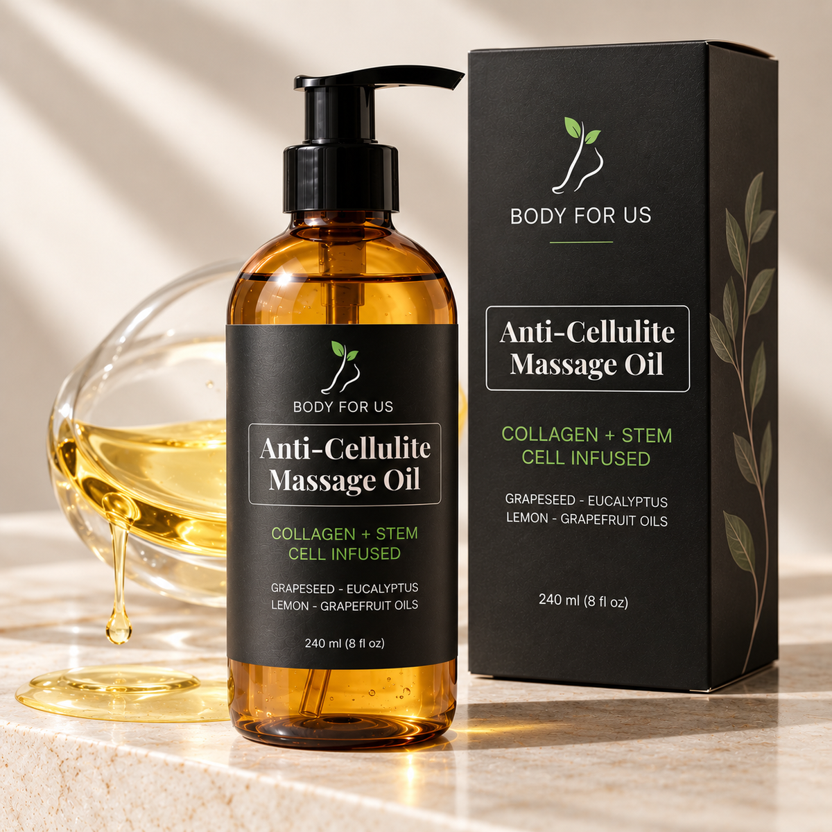 Anti-Cellulite Massage Oil – Firming Body Oil 240ml | Body For Us