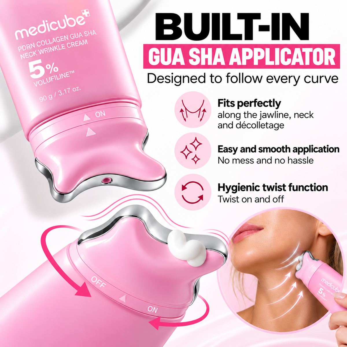 Medicube PDRN Collagen Gua Sha Neck Cream with 5% Volufiline – Neck & Décolleté, 90 g