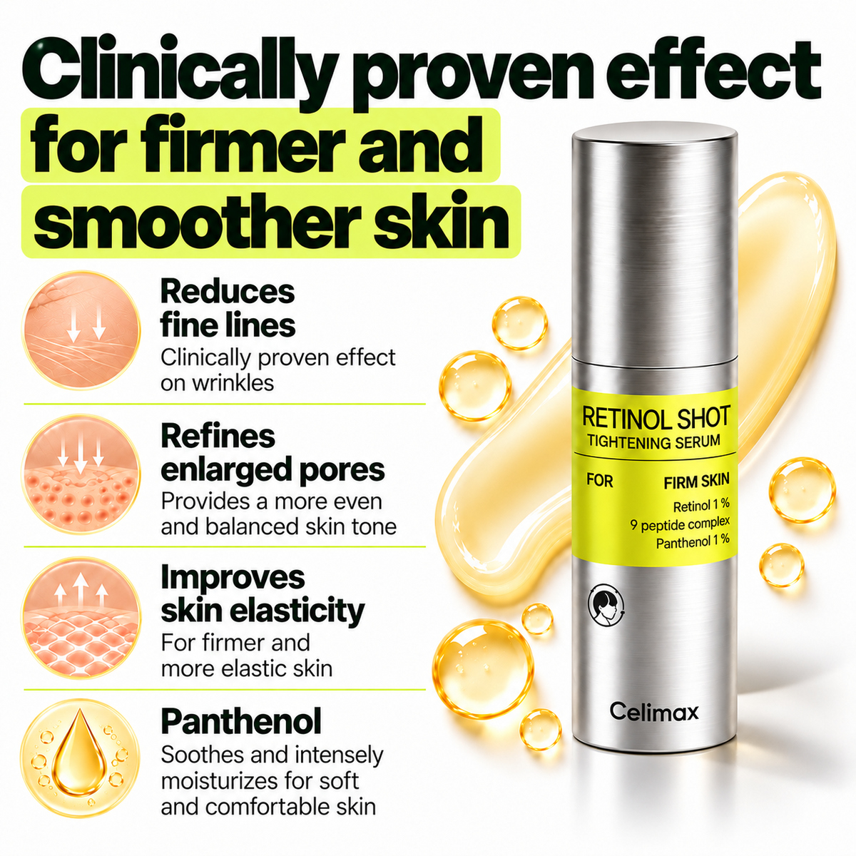 Retinol Shot Tightening Set – 3-piece skincare set with retinal, peptides & panthenol