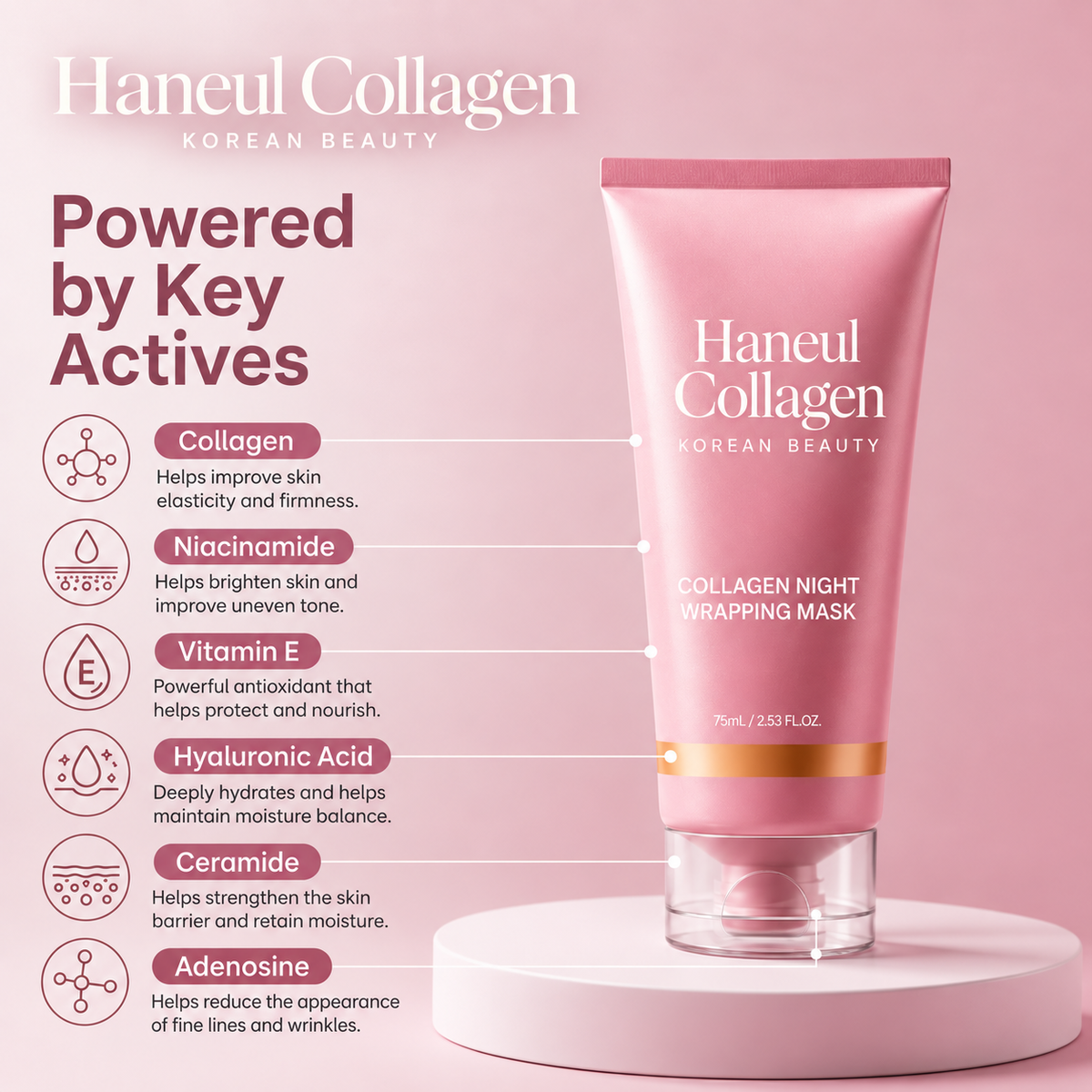 Korean Collagen Night Wrapping Mask – Hyaluronic Acid & Ceramide – 75ml